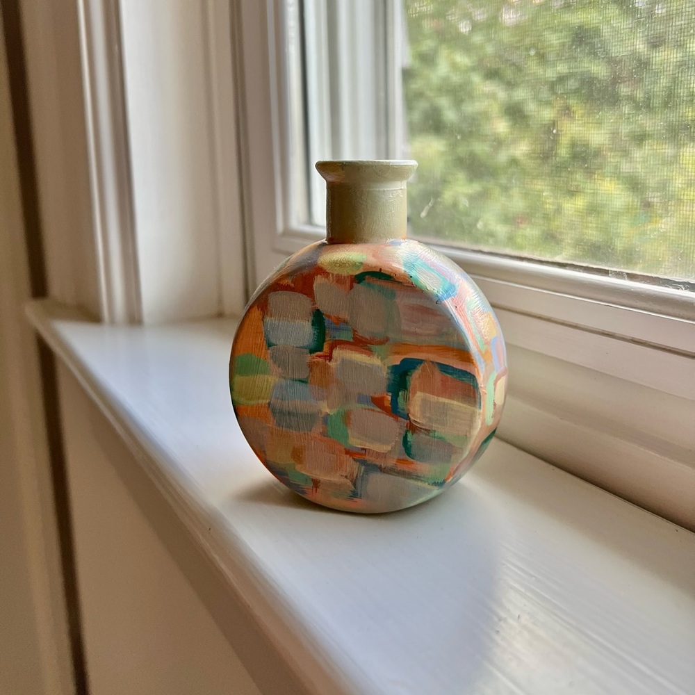 Hand painted and crafted vase made in the hamptons, New York by local artist